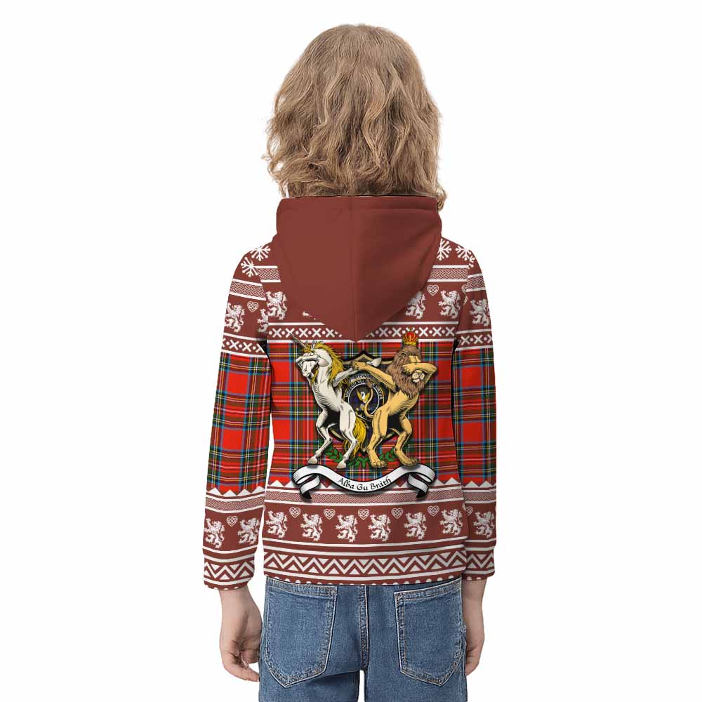Stewart (Stuart) Clan Tartan Crest Christmas Kid Hoodie Coat of Arms Funny Style - Tartan Vibes Clothing