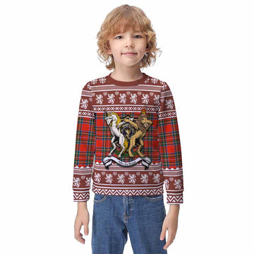 Stewart (Stuart) Clan Tartan Crest Christmas Kid Ugly Sweatshirt Coat of Arms Funny Style