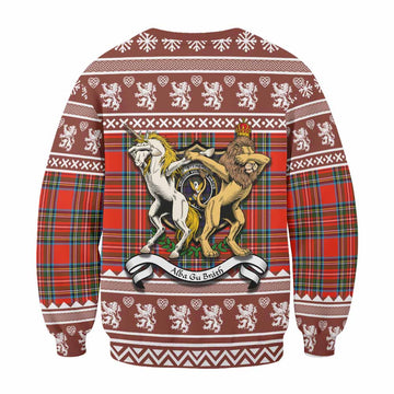Stewart (Stuart) Clan Tartan Crest Christmas Sweatshirt Coat of Arms Funny Style