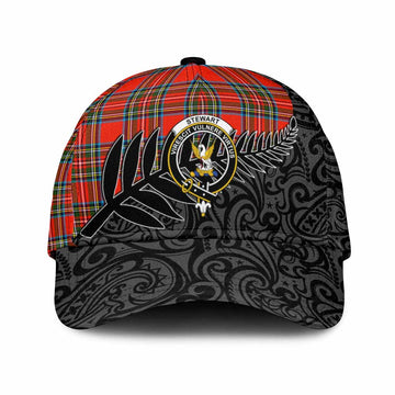 Stewart (Stuart) Crest Tartan Classic Cap with New Zealand Silver Fern Half Style