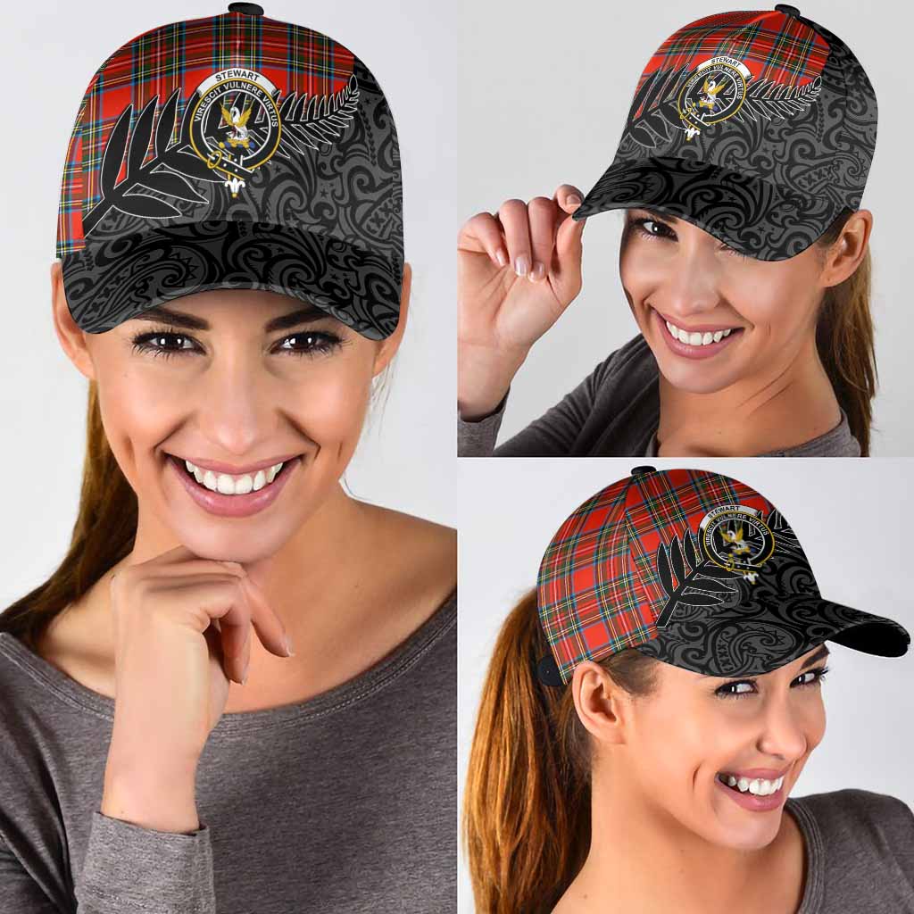 Stewart (Stuart) Crest Tartan Classic Cap with New Zealand Silver Fern Half Style