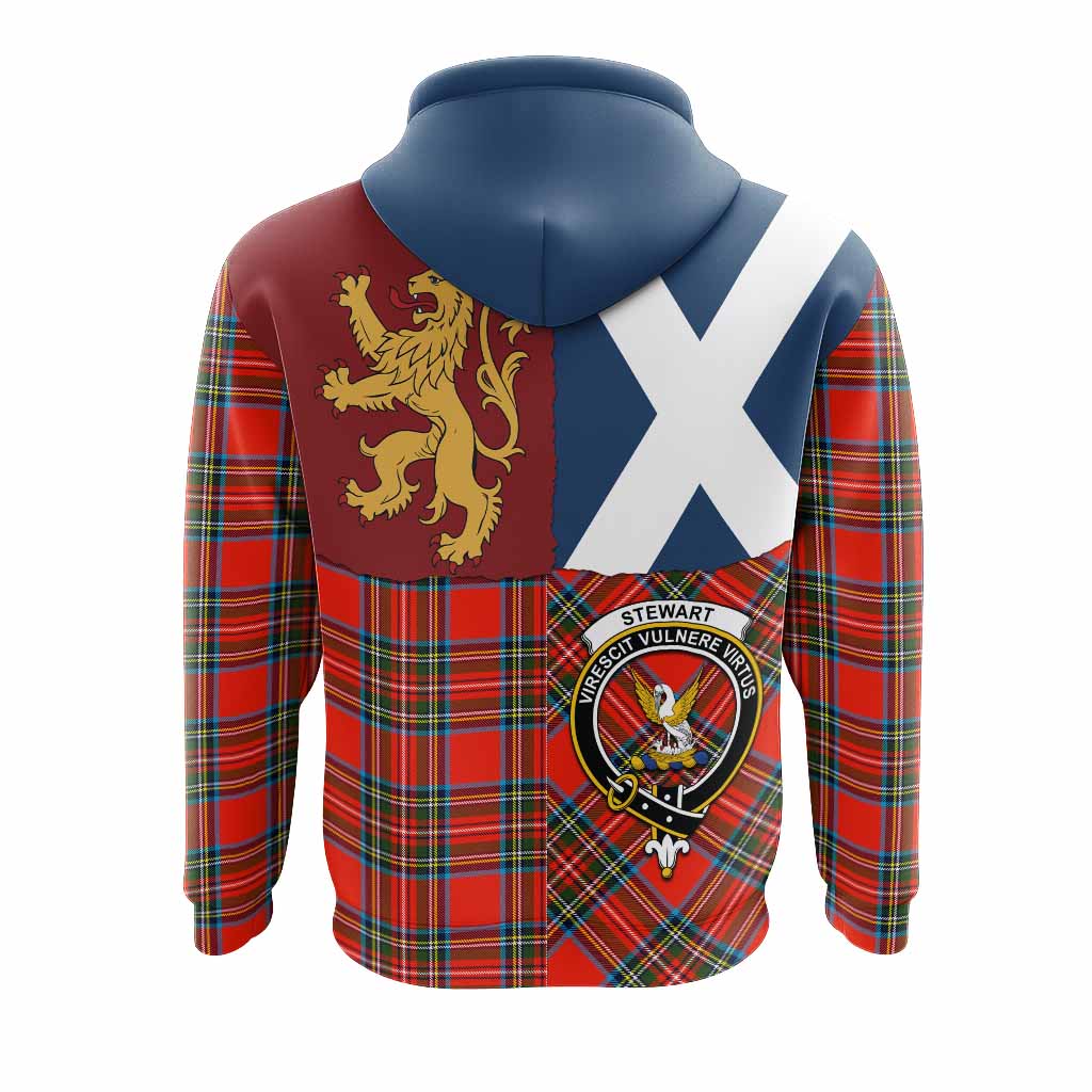 Stewart (Stuart) Crest Tartan Hoodie with Lion Rampant Saltire Style