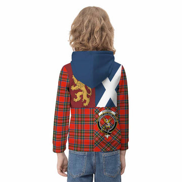 Stewart (Stuart) Crest Tartan Kid Hoodie with Lion Rampant Saltire Style