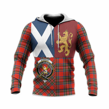 Stewart (Stuart) Crest Tartan Knitted Hoodie with Lion Rampant Saltire Style