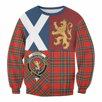 Stewart (Stuart) Crest Tartan Sweatshirt with Lion Rampant Saltire Style