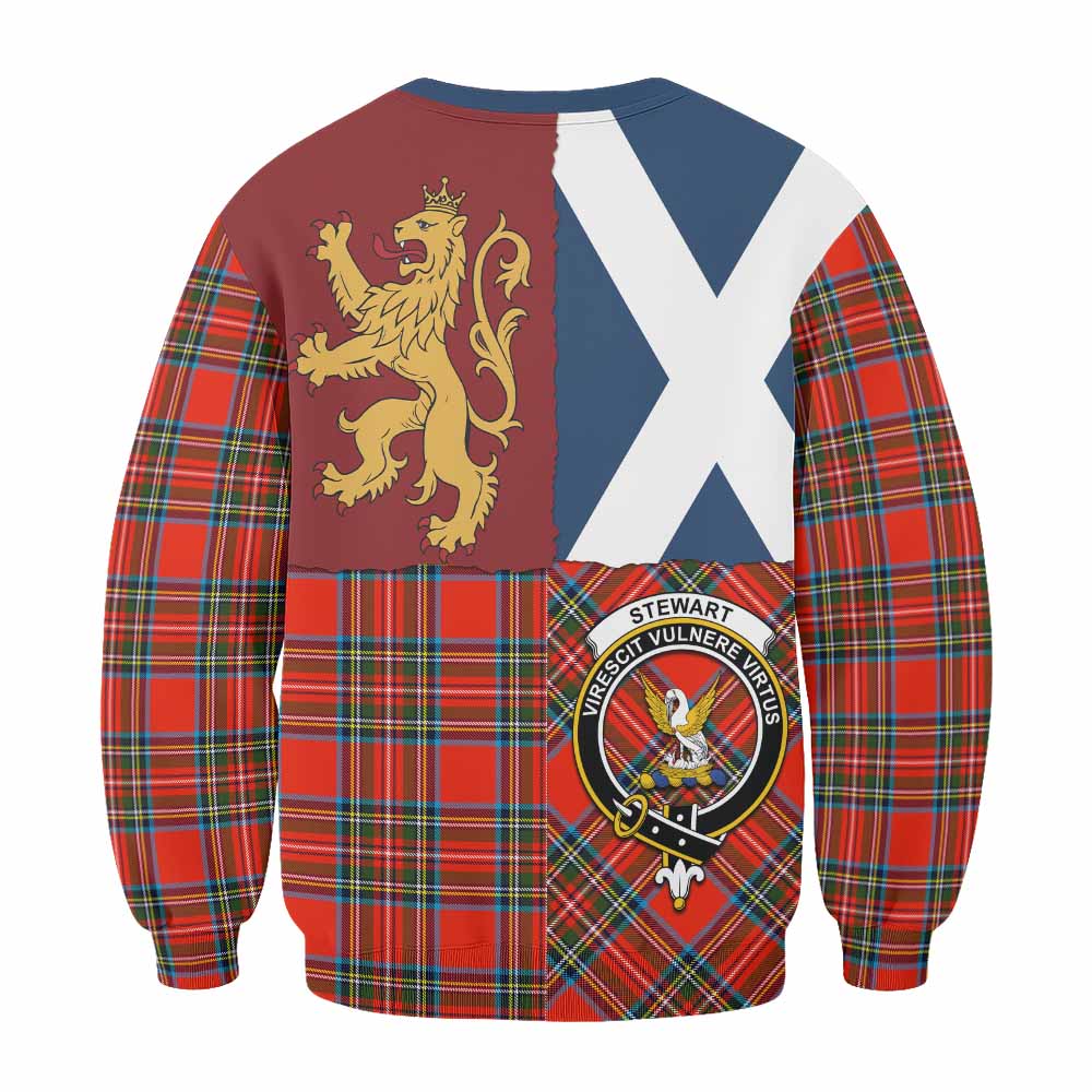 Stewart (Stuart) Crest Tartan Sweatshirt with Lion Rampant Saltire Style