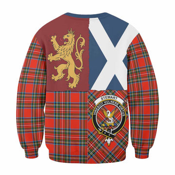Stewart (Stuart) Crest Tartan Sweatshirt with Lion Rampant Saltire Style