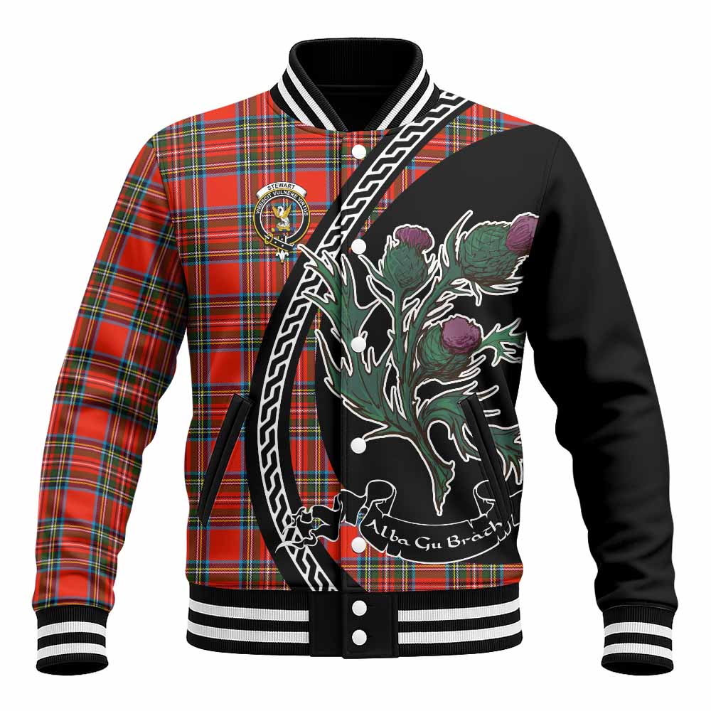 Stewart (Stuart) Family Crest Tartan Baseball Jacket Alba Thistle Inspired - Tartan Vibes Clothing
