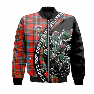Stewart (Stuart) Family Crest Tartan Bomber Jacket Alba Thistle Inspired