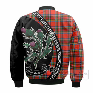 Stewart (Stuart) Family Crest Tartan Bomber Jacket Alba Thistle Inspired
