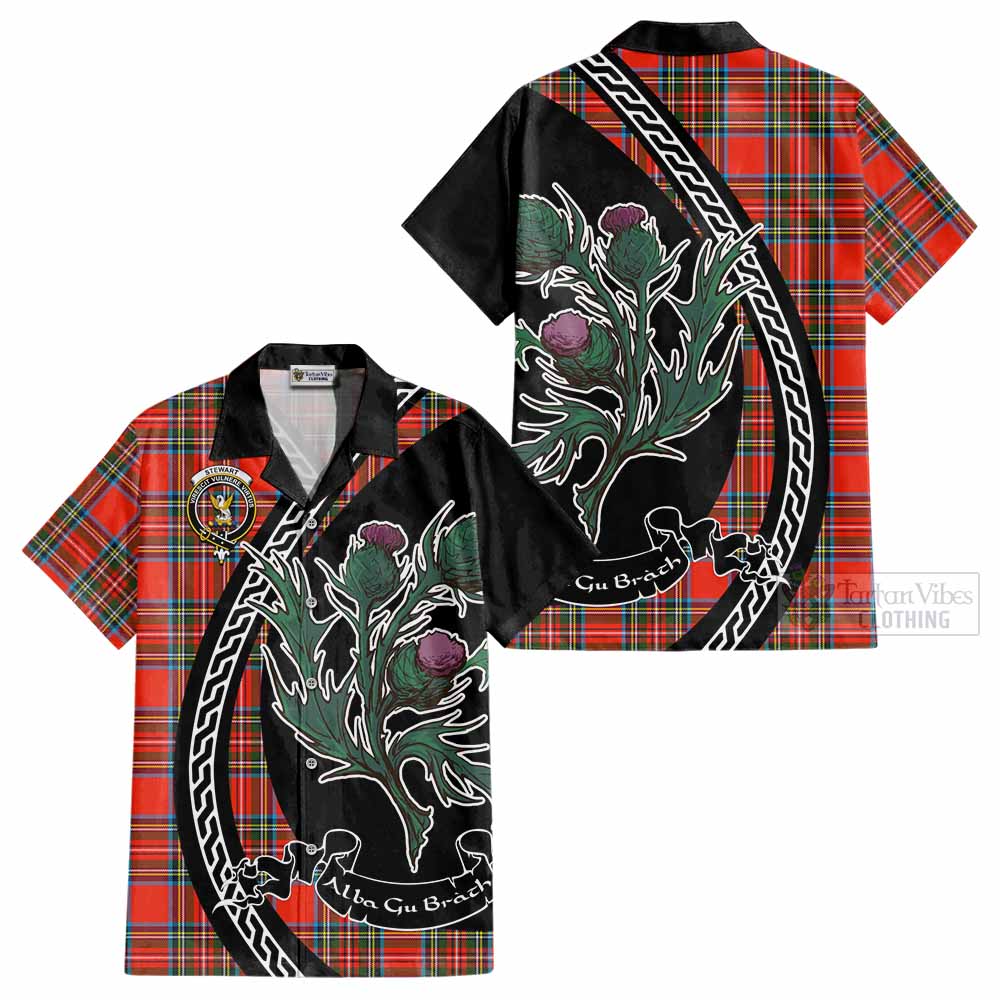 Stewart (Stuart) Family Crest Tartan Cotton Hawaiian Shirt Alba Thistle Inspired - Tartan Vibes Clothing