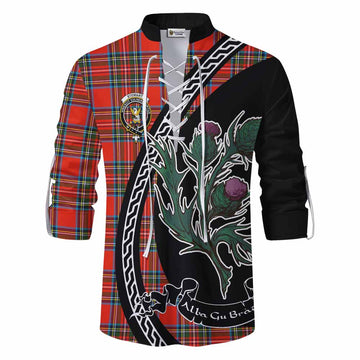 Stewart (Stuart) Family Crest Tartan Ghillie Shirt Alba Thistle Inspired