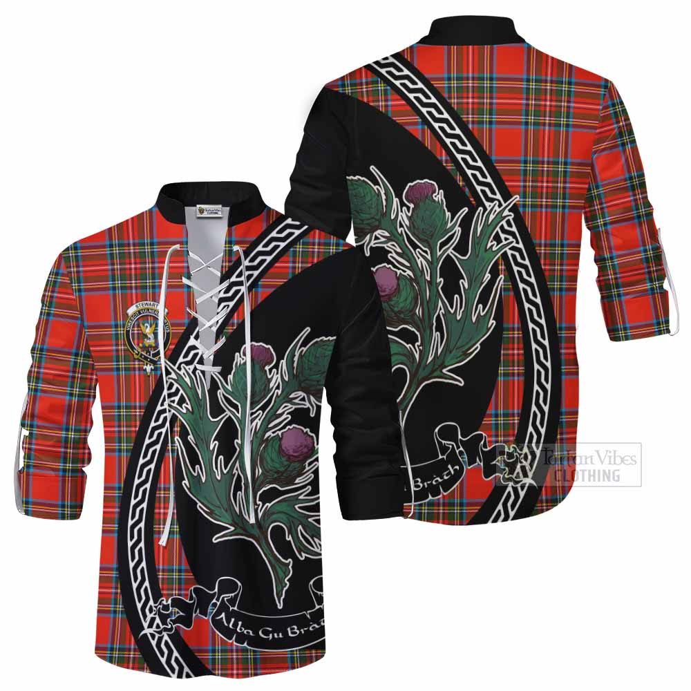 Stewart (Stuart) Family Crest Tartan Ghillie Shirt Alba Thistle Inspired - Tartan Vibes Clothing