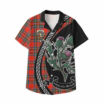Stewart (Stuart) Family Crest Tartan Kid Hawaiian Shirt Alba Thistle Inspired - Tartan Vibes Clothing