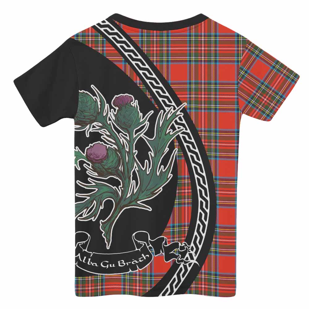 Stewart (Stuart) Family Crest Tartan Kid T-shirt Alba Thistle Inspired - Tartan Vibes Clothing
