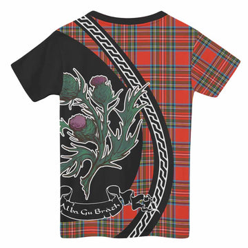 Stewart (Stuart) Family Crest Tartan Kid T-shirt Alba Thistle Inspired - Tartan Vibes Clothing