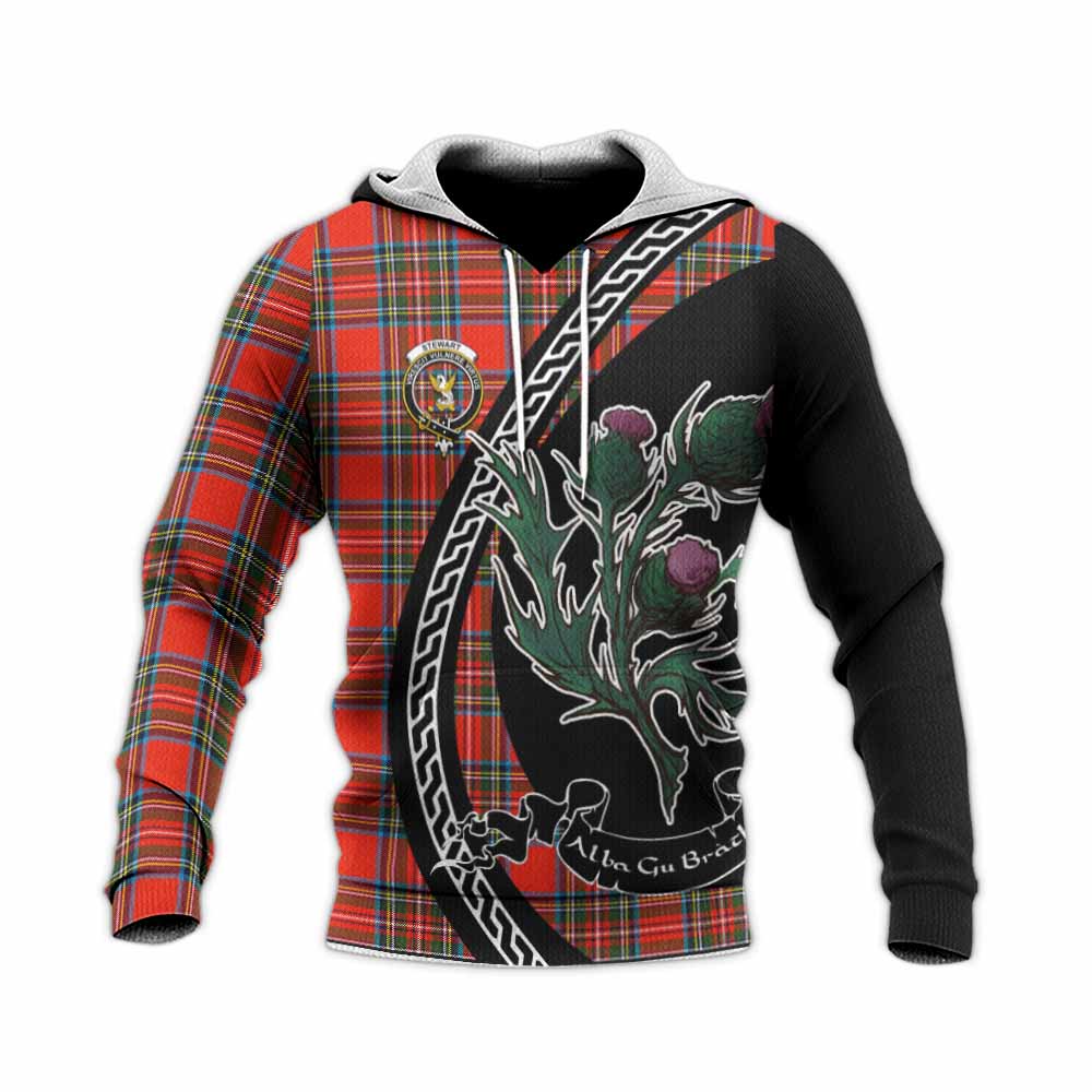 Stewart (Stuart) Family Crest Tartan Knitted Hoodie Alba Thistle Inspired - Tartan Vibes Clothing