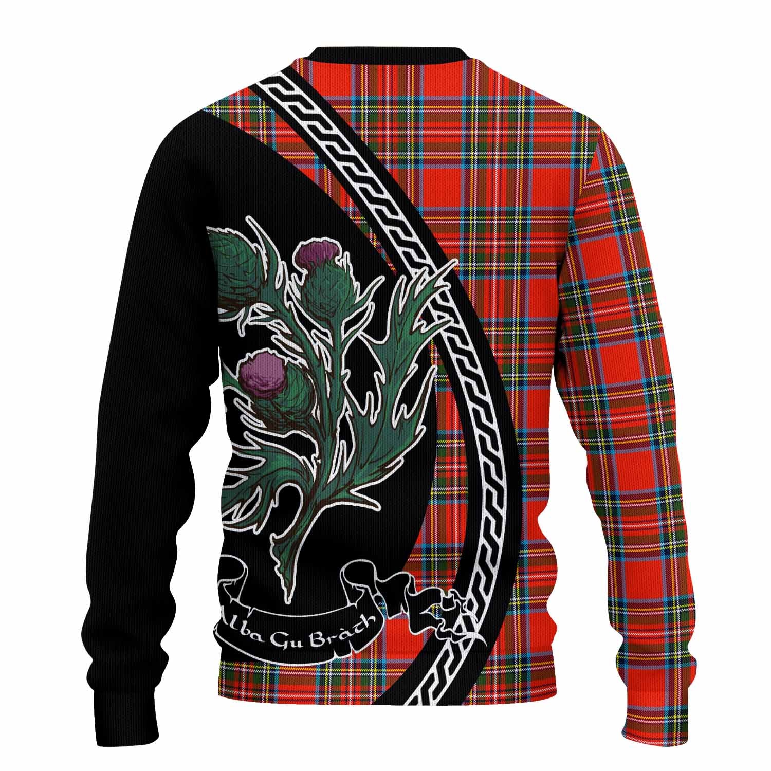 Stewart (Stuart) Family Crest Tartan Knitted Sweater Alba Thistle Inspired - Tartan Vibes Clothing