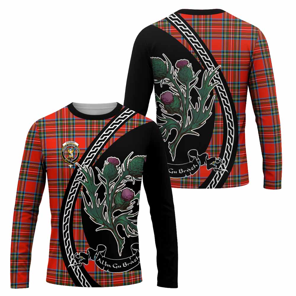 Stewart (Stuart) Family Crest Tartan Long Sleeve T-Shirt Alba Thistle Inspired - Tartan Vibes Clothing