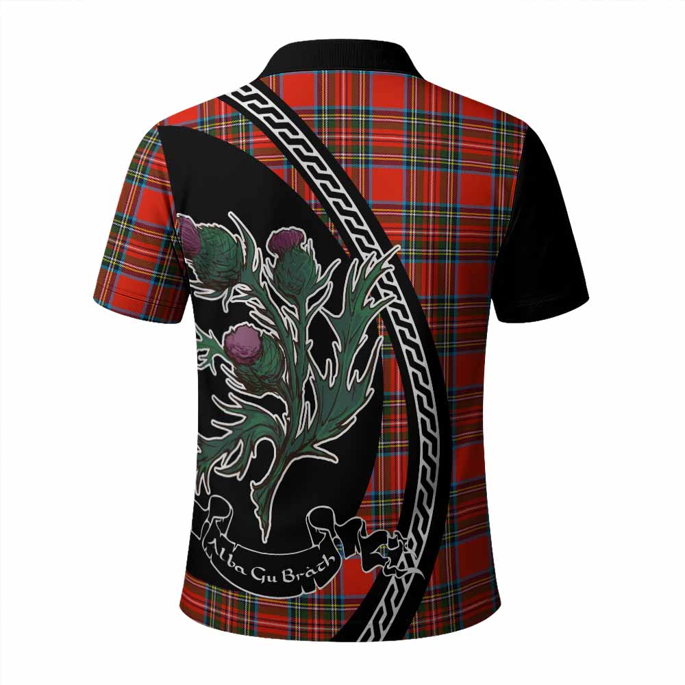 Stewart (Stuart) Family Crest Tartan Polo Shirt Alba Thistle Inspired - Tartan Vibes Clothing