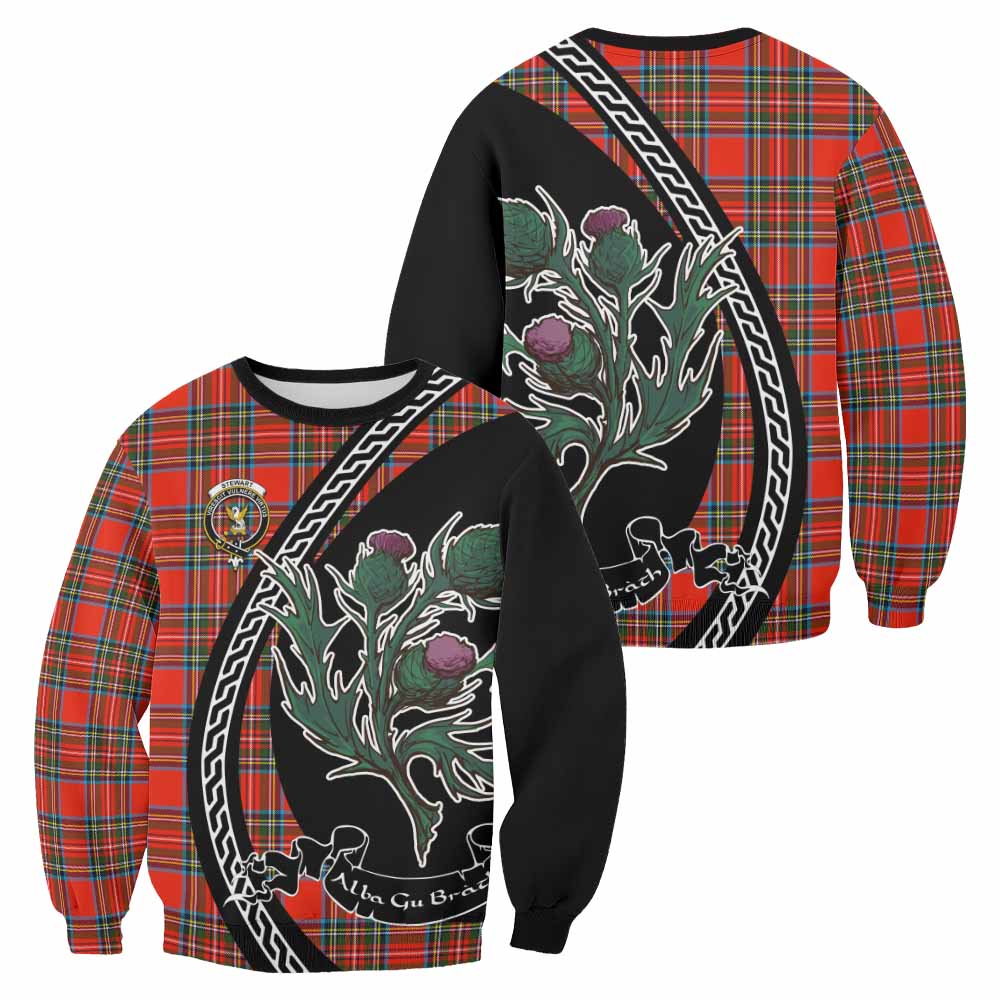 Stewart (Stuart) Family Crest Tartan Sweatshirt Alba Thistle Inspired - Tartan Vibes Clothing