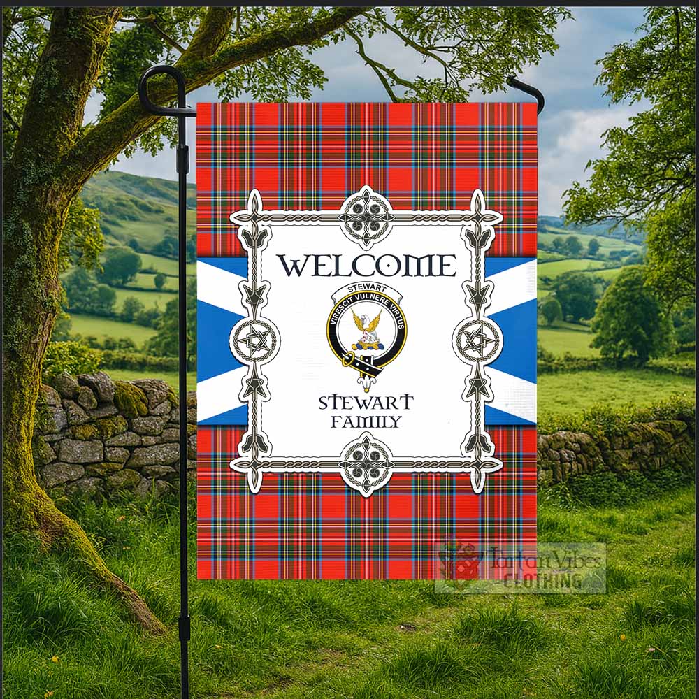 Stewart (Stuart) Family Crest Tartan Welcome Garden Flag Saltire Harmony Style - Tartan Vibes Clothing
