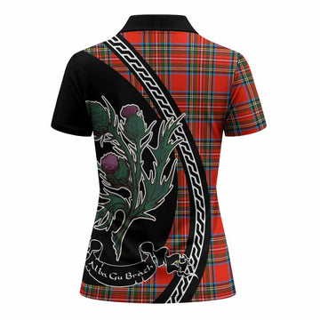 Stewart (Stuart) Family Crest Tartan Women Polo Shirt Alba Thistle Inspired