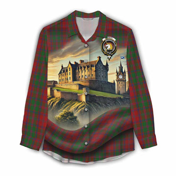 Tartan Vibes Clothing Stewart (Stuart) of Appin Tartan Family Crest Women's Casual Shirt with Scottish Ancient Castle Style