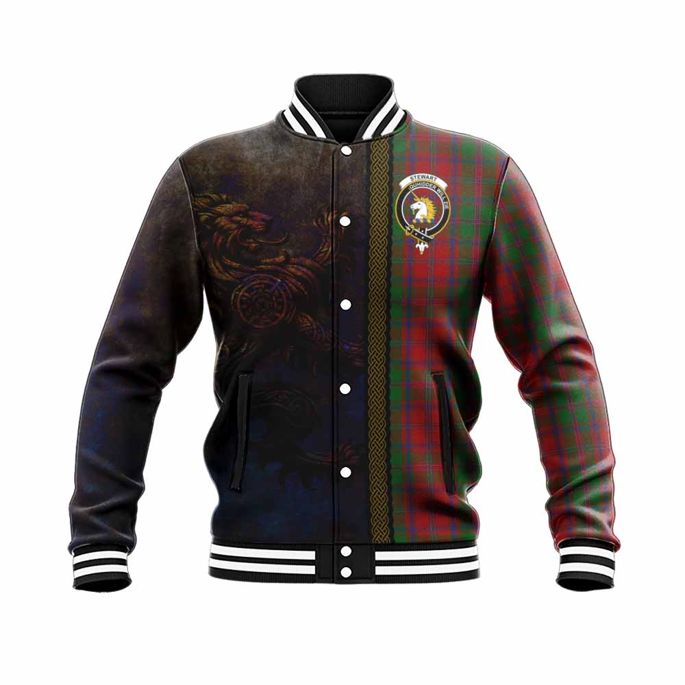 Tartan Vibes Clothing Stewart (Stuart) of Appin Tartan Family Crest Baseball Jacket Alba Gu Brath Be Brave Lion Ancient Style