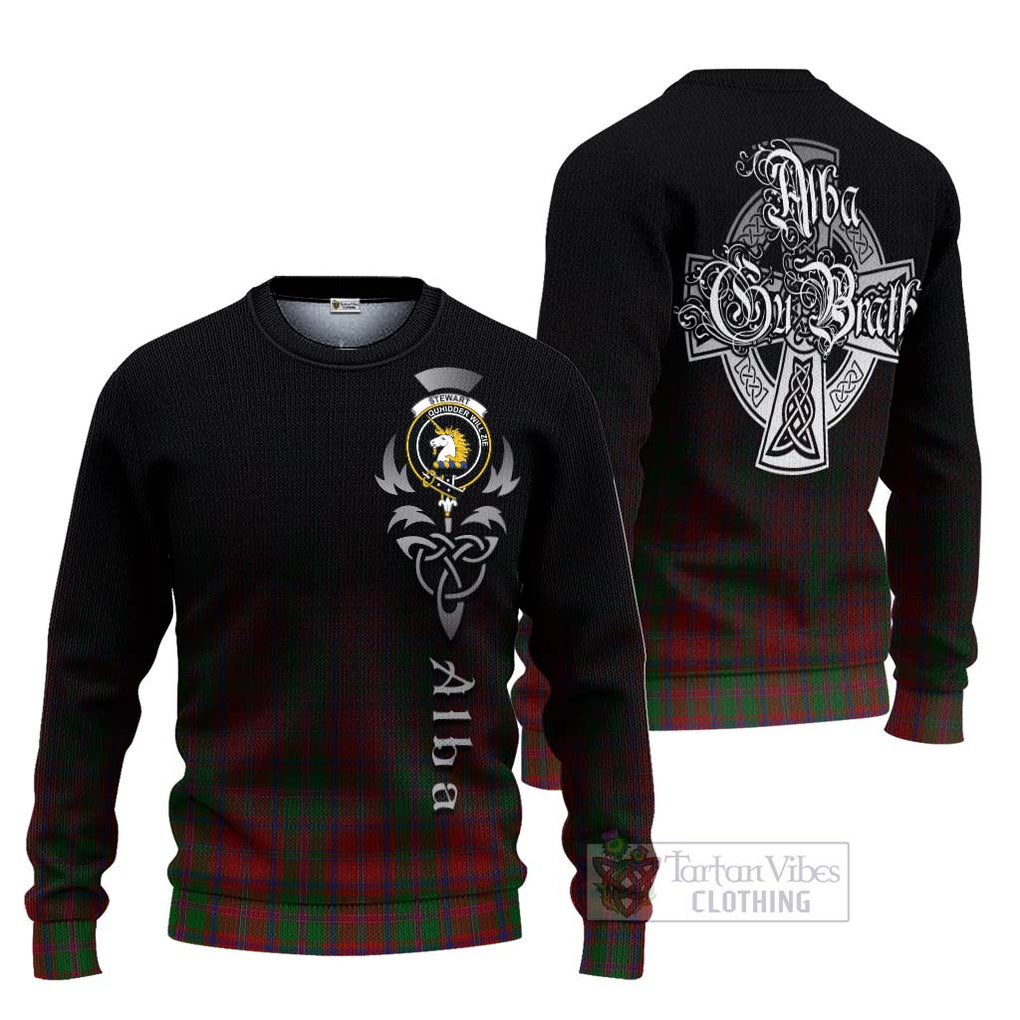 Tartan Vibes Clothing Stewart (Stuart) of Appin Tartan Knitted Sweater Featuring Alba Gu Brath Family Crest Celtic Inspired