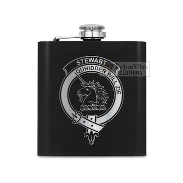 Tartan Vibes Clothing Stewart (Stuart) of Appin Crest Hip Flask Set 7oz Black Stainless Steel with A Gift Box