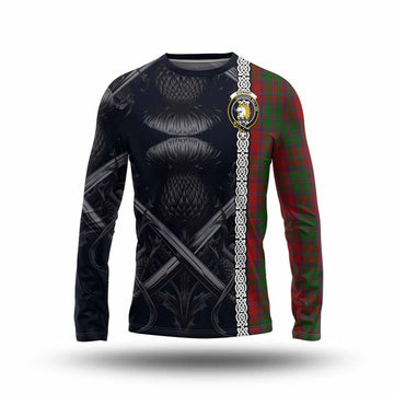 Tartan Vibes Clothing Stewart (Stuart) of Appin Tartan Long Sleeve T-Shirt with Family Crest Cross Sword Thistle Celtic Vibes