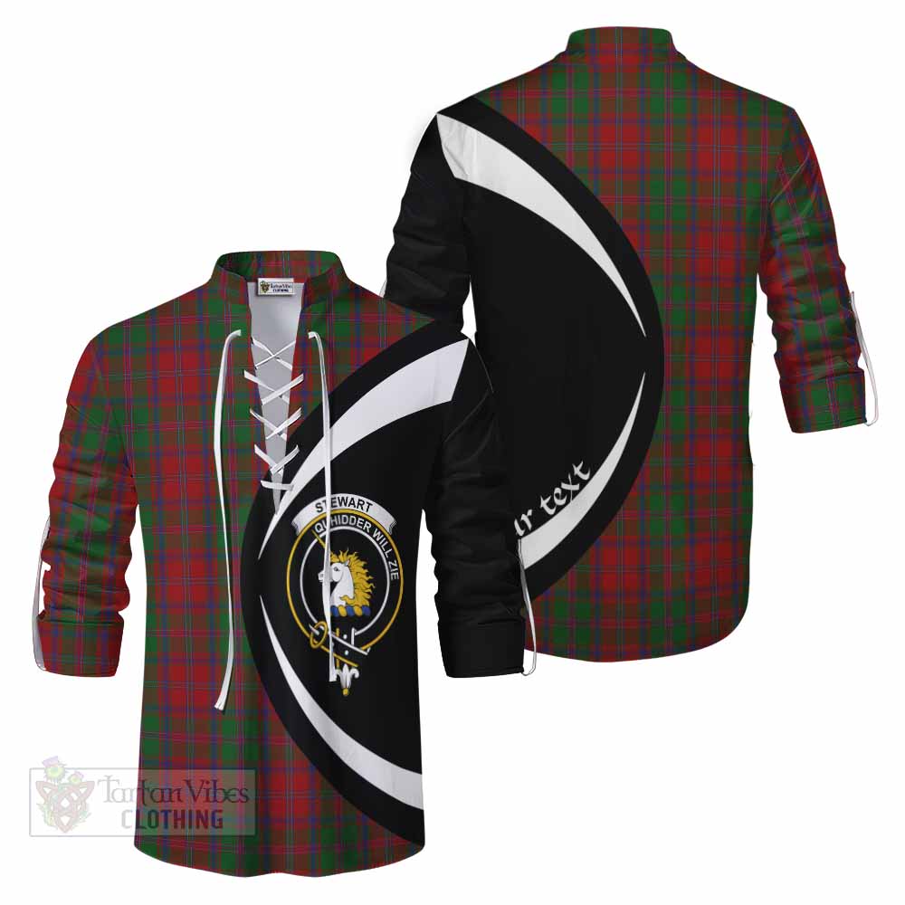 Tartan Vibes Clothing Stewart (Stuart) of Appin Tartan Ghillie Kilt Shirt with Family Crest Circle Style