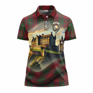 Stewart (Stuart) of Appin Tartan Family Crest Women's Polo Shirt with Scottish Ancient Castle Style