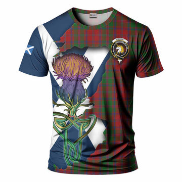 Stewart (Stuart) of Appin Tartan Family Crest T-Shirt Scottish Thistle Celtic Inspired