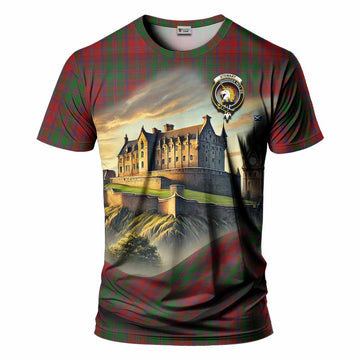 Stewart (Stuart) of Appin Tartan Family Crest T-Shirt with Scottish Ancient Castle Style