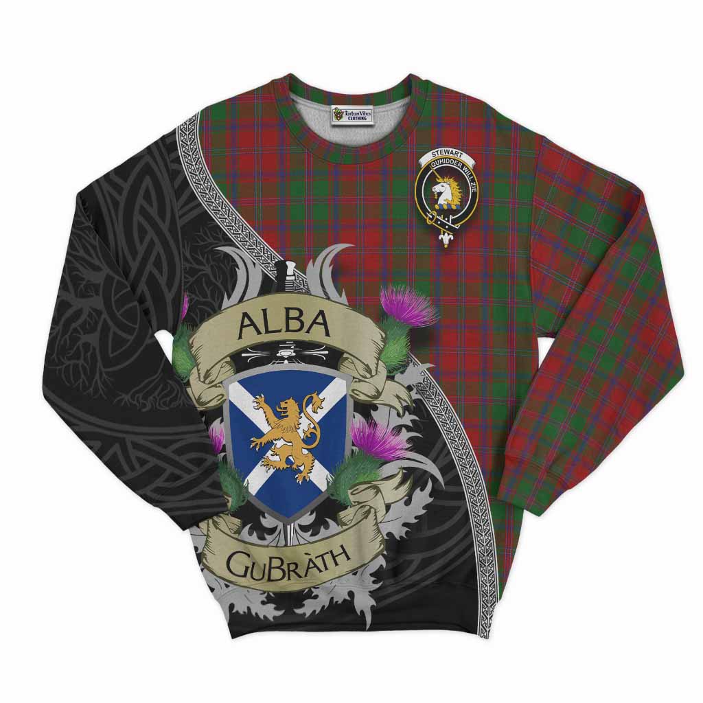Tartan Vibes Clothing Stewart (Stuart) of Appin Tartan Family Crest Sweatshirt Lion Rampant Royal Thistle Shield Celtic Inspired