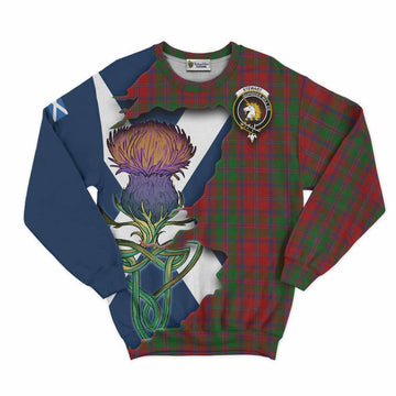 Tartan Vibes Clothing Stewart (Stuart) of Appin Tartan Family Crest Sweatshirt Scottish Thistle Celtic Inspired