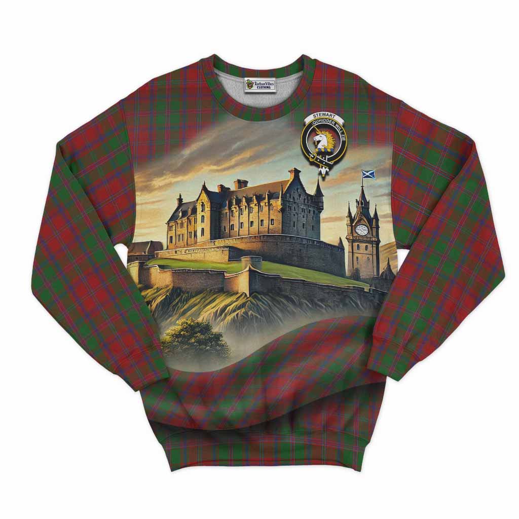 Tartan Vibes Clothing Stewart (Stuart) of Appin Tartan Family Crest Sweatshirt with Scottish Ancient Castle Style