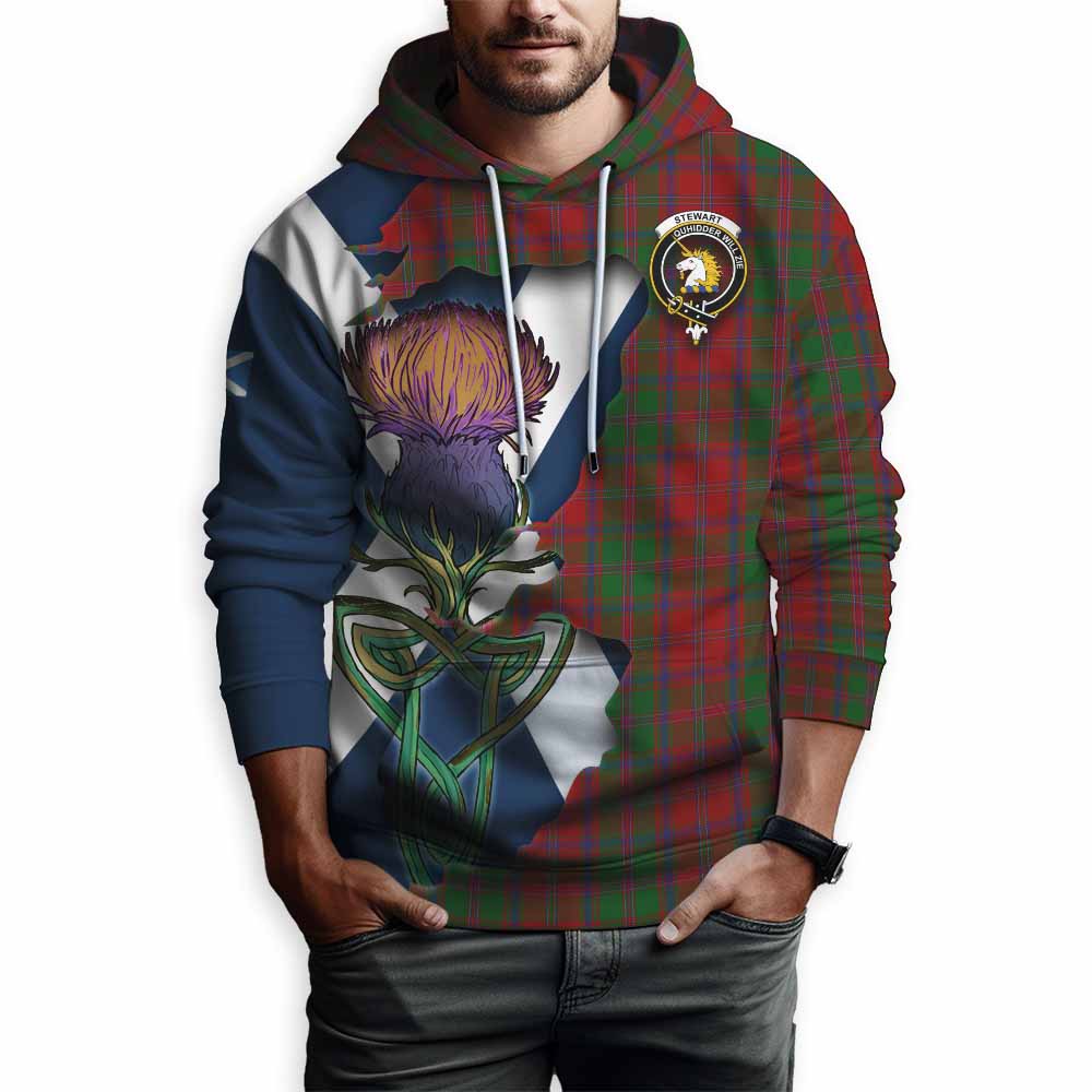 Tartan Vibes Clothing Stewart (Stuart) of Appin Tartan Family Crest Hoodie Scottish Thistle Celtic Inspired