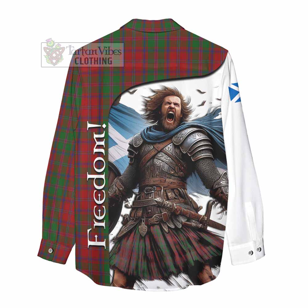 Tartan Vibes Clothing Stewart (Stuart) of Appin Crest Tartan Women's Casual Shirt Inspired by the Freedom of Scottish Warrior