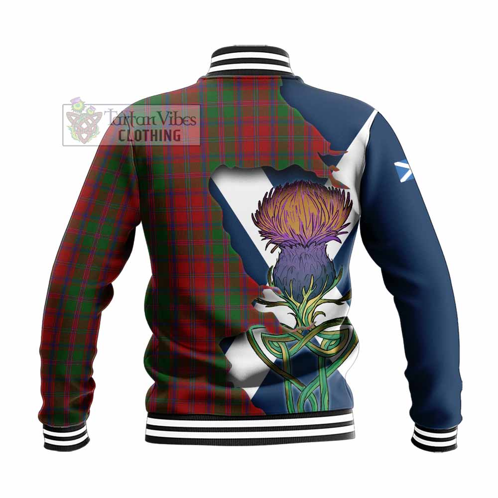 Tartan Vibes Clothing Stewart (Stuart) of Appin Tartan Family Crest Baseball Jacket Scottish Thistle Celtic Inspired