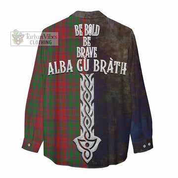 Stewart (Stuart) of Appin Tartan Family Crest Women's Casual Shirt Alba Gu Brath Be Brave Lion Ancient Style