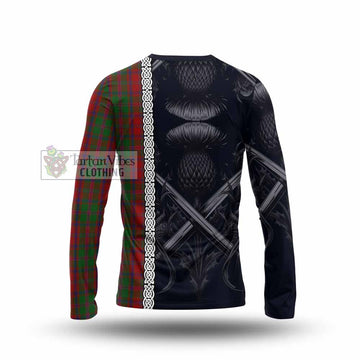 Tartan Vibes Clothing Stewart (Stuart) of Appin Tartan Long Sleeve T-Shirt with Family Crest Cross Sword Thistle Celtic Vibes