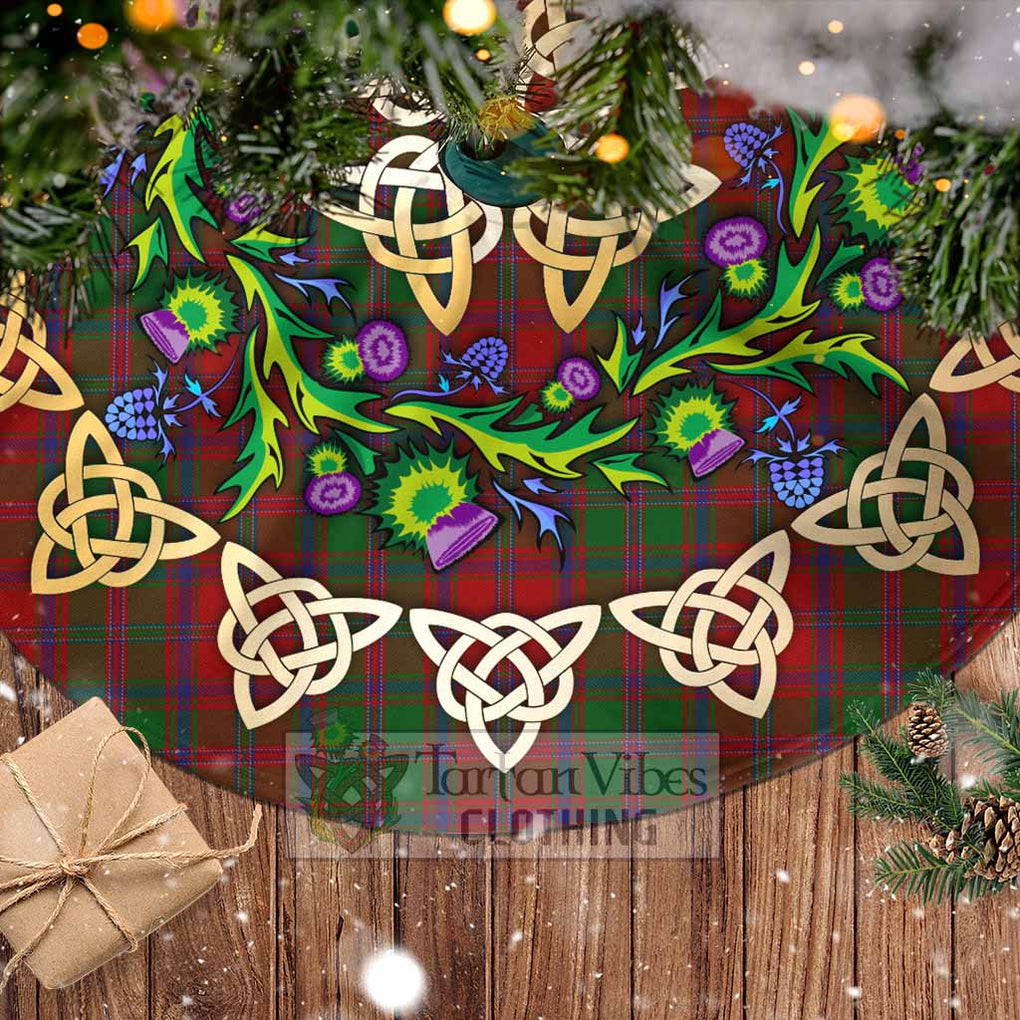 Stewart (Stuart) of Appin Tartan Christmas Tree Skirt with Thistle Celtic Knot Style - Tartan Vibes Clothing
