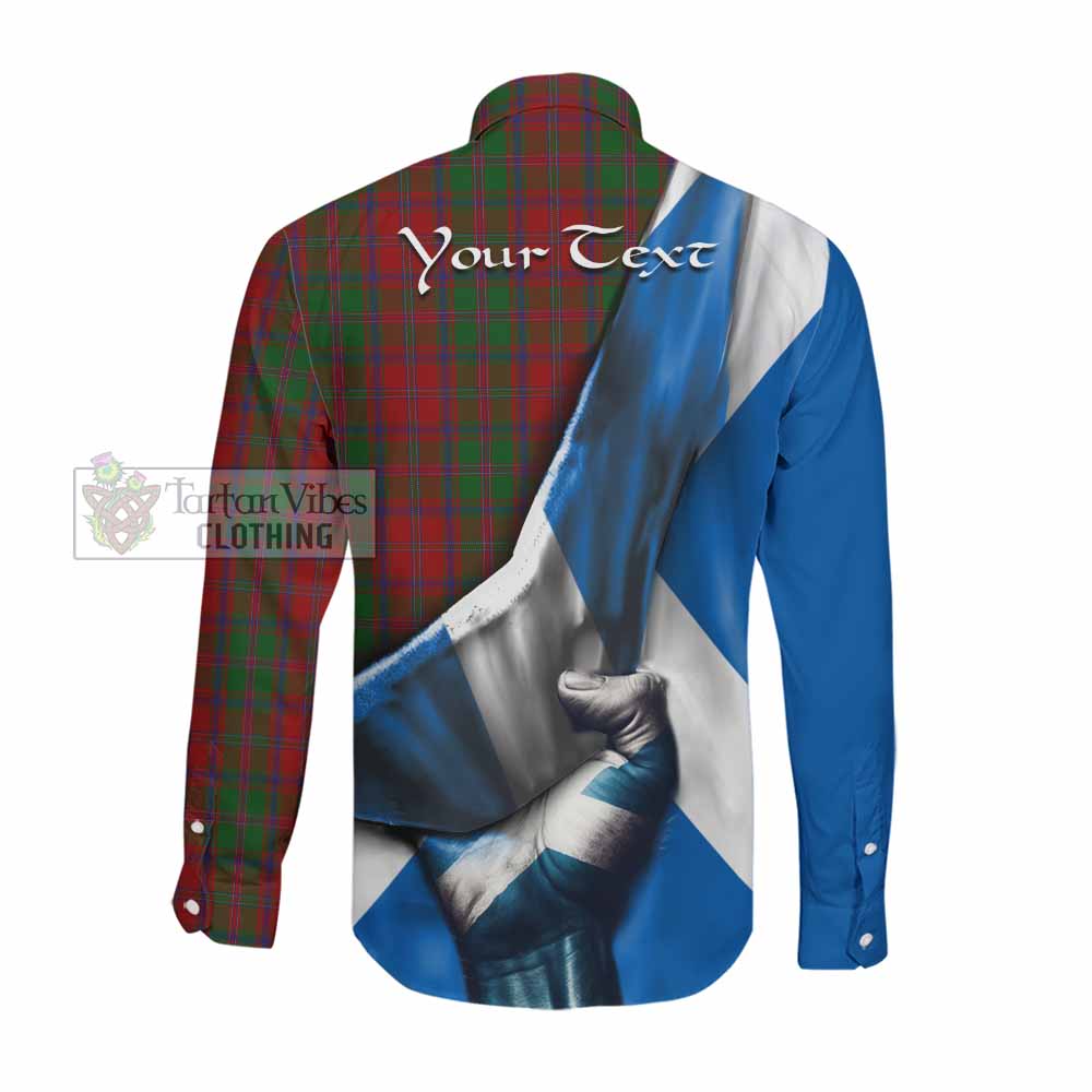 Tartan Vibes Clothing Stewart (Stuart) of Appin Tartan Long Sleeve Button Shirt with Family Crest Scotland Patriotic Style