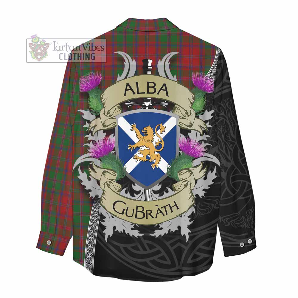 Tartan Vibes Clothing Stewart (Stuart) of Appin Tartan Family Crest Women's Casual Shirt Lion Rampant Royal Thistle Shield Celtic Inspired