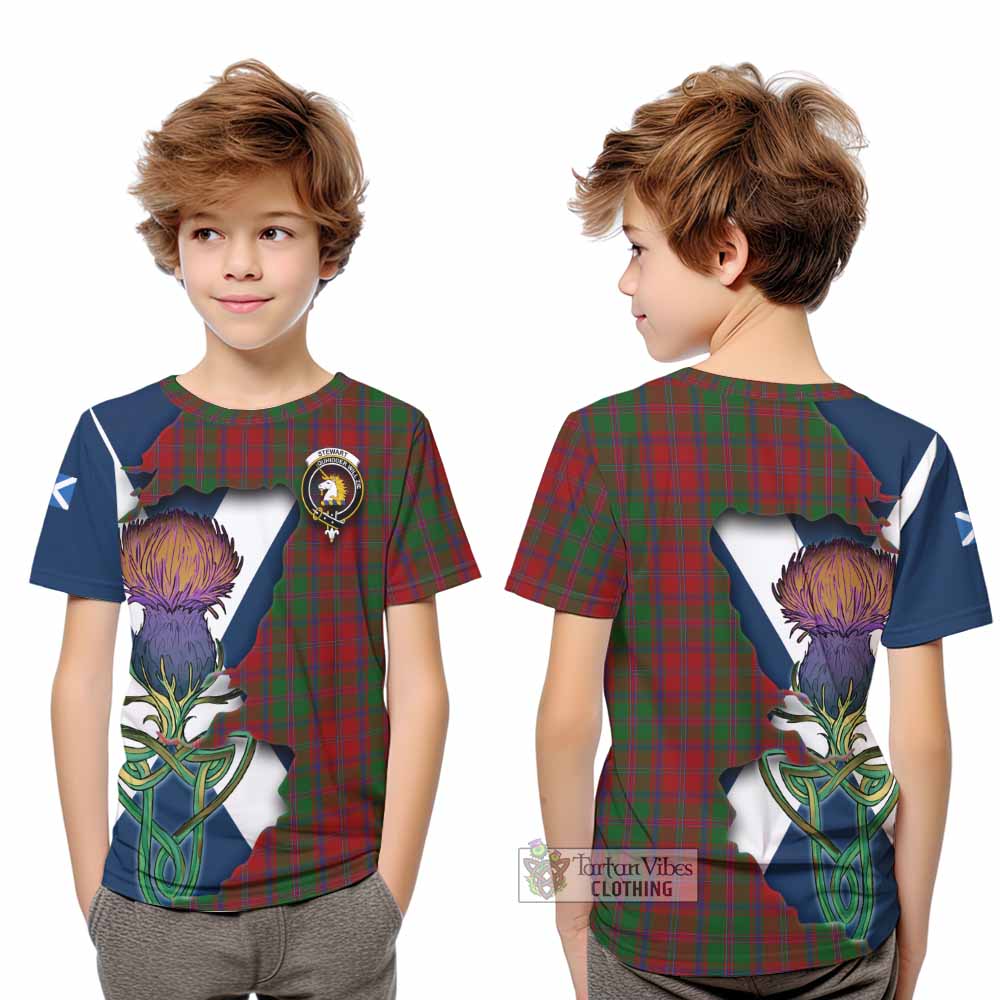 Tartan Vibes Clothing Stewart (Stuart) of Appin Tartan Family Crest Kid T-Shirt Scottish Thistle Celtic Inspired