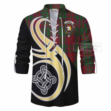 Tartan Vibes Clothing Stewart (Stuart) of Appin Tartan Ghillie Kilt Shirt with Family Crest and Celtic Symbol Style
