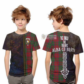 Stewart (Stuart) of Appin Tartan Family Crest Kid T-Shirt Alba Gu Brath Be Brave Lion Ancient Style